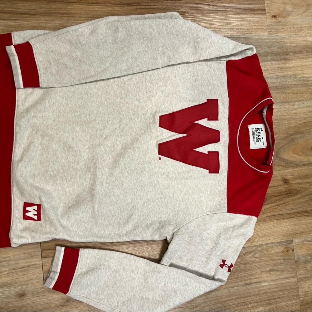 Under Armour Iconic Gray and Red Sweatshirt with W Logo